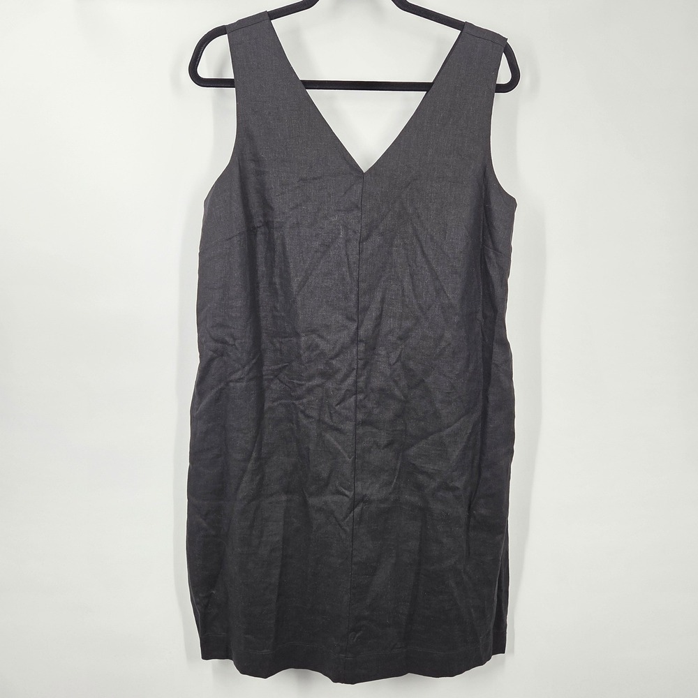 Ophelia Roe SZ L Black Linen Shift Sleeveless Casual Minimalist Capsule Classic